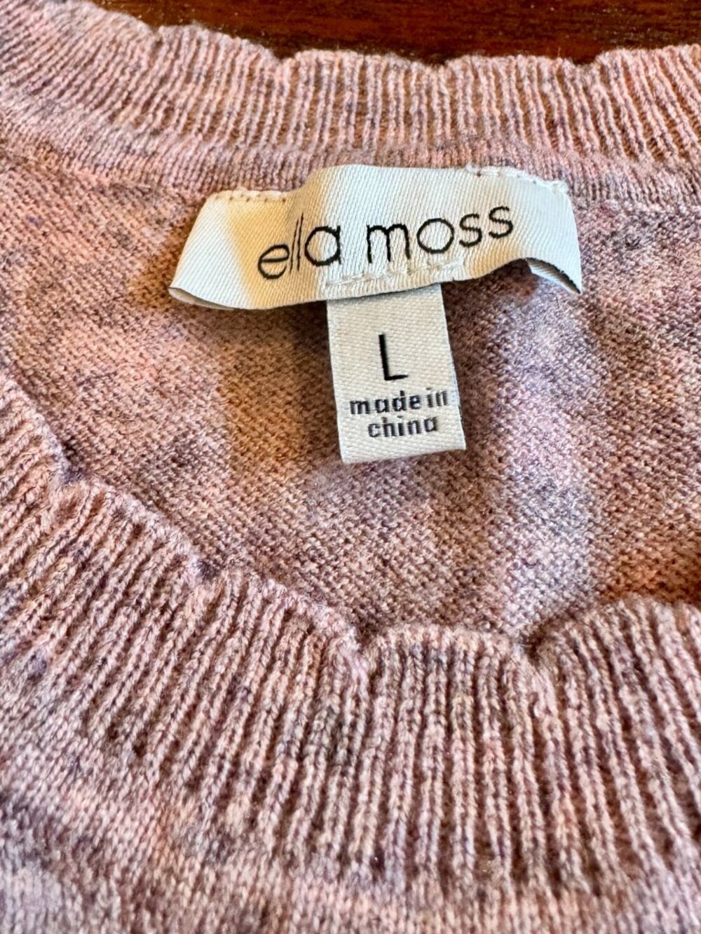 Ella Moss Maggie Puff Long Sleeve Crewneck Sweater Mauve Pink Space Dye Large - Picture 7 of 12
